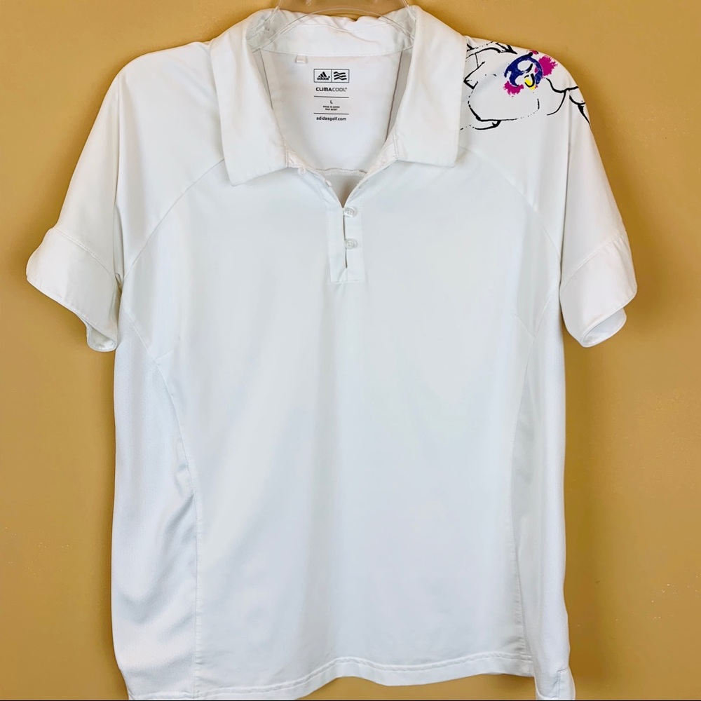 Adidas climacool golf floral polo shirt